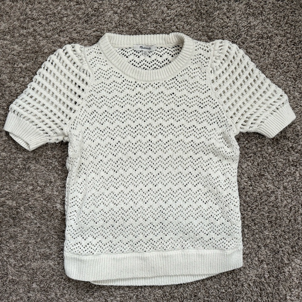 Madewell Ivory Knit Short Sleeve Sweater